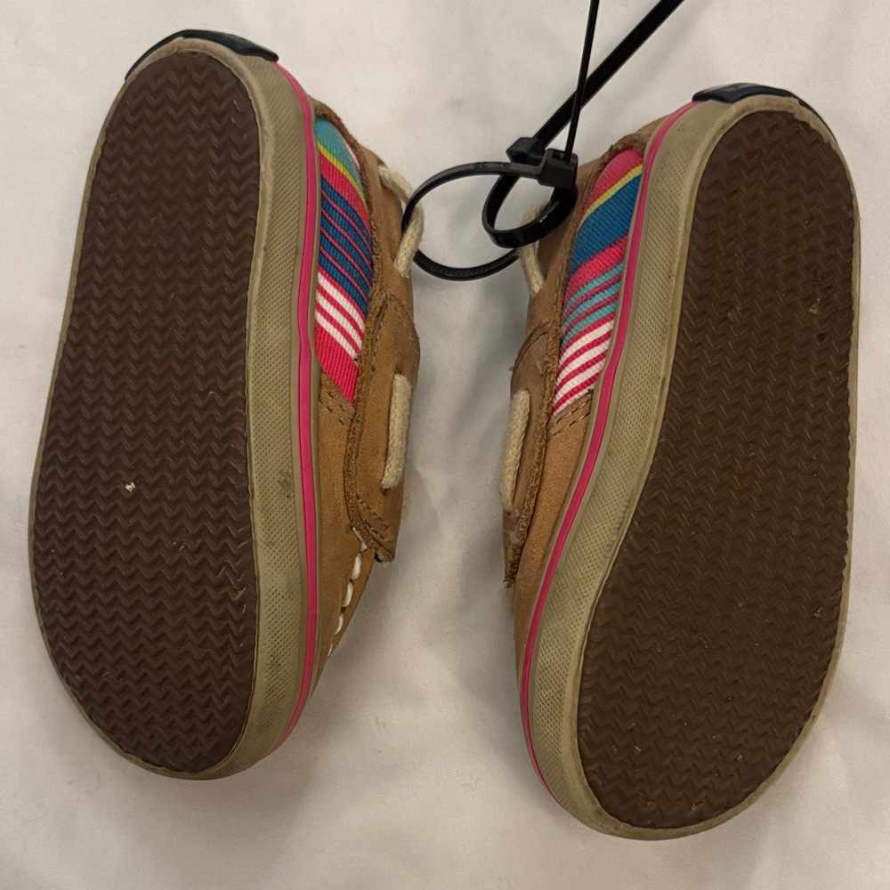 Sperry Kids Tan Leather Moccasins with Cream Rope Laces - Picture 2 of 7